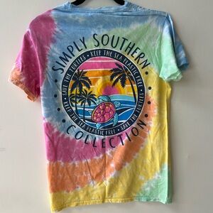 4/$40 Simply Southern S 100% Cotton Turtle T-shirt Logo Super Soft Ocean Tie Dye